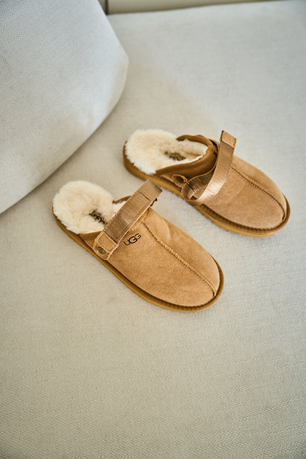UGG Selena Wool-Lined Slingback Sandals - Chestnut