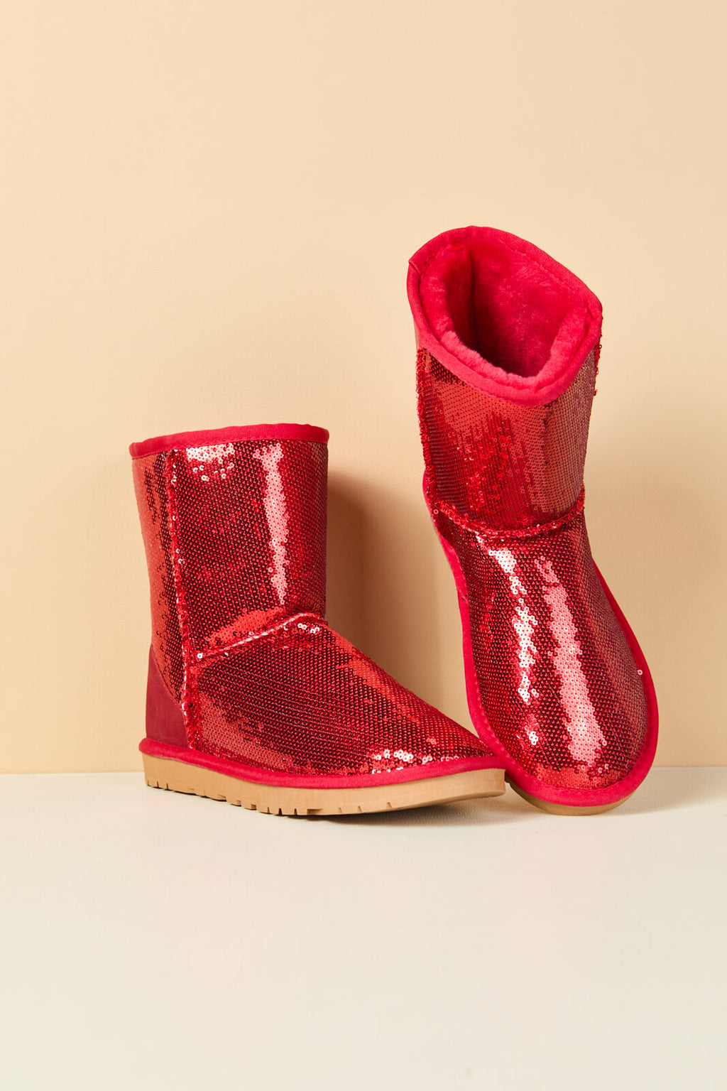 UGG Dallas Glam Sequin Shearling Boots - Crimson