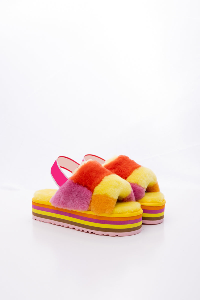 UGG Harmony Contrast Woolen Platform Slipper - Yellow
