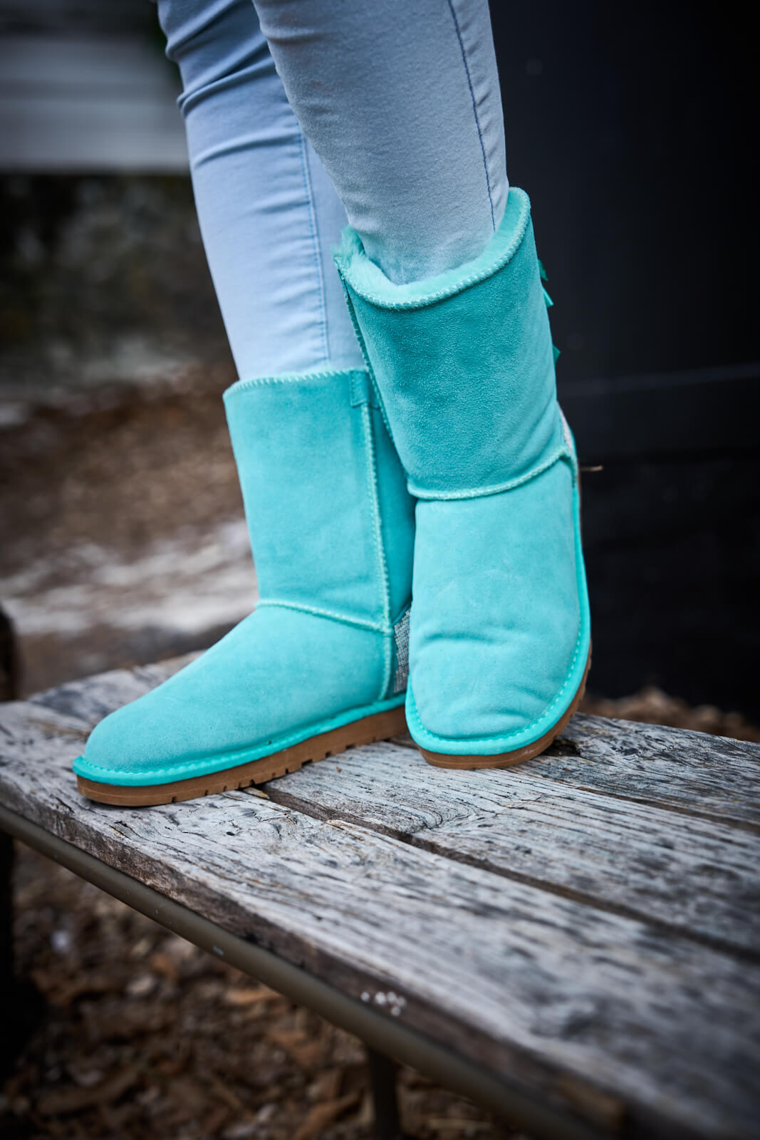 UGG Rhinestone Dual Bailey Bow Glam UGG Boots - Turquoise
