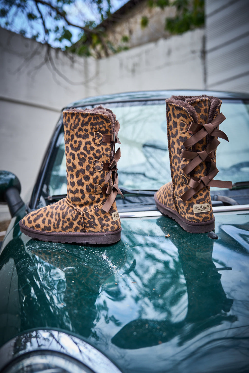 UGG Tri Ribbon Bow Suede Boots - Cheetah
