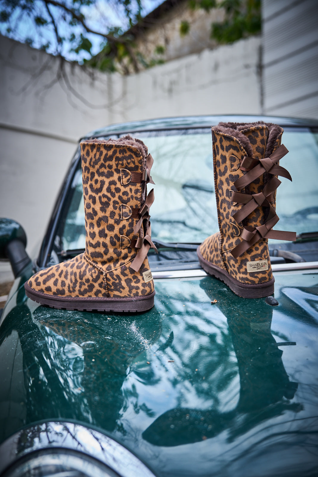 UGG Tri Ribbon Bow Suede Boots - Cheetah