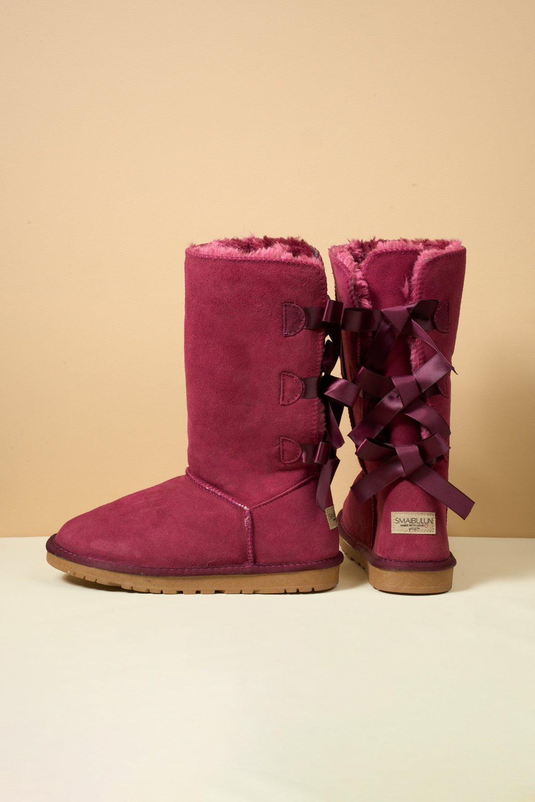 UGG Tri Ribbon Bow Suede Boots - Claret