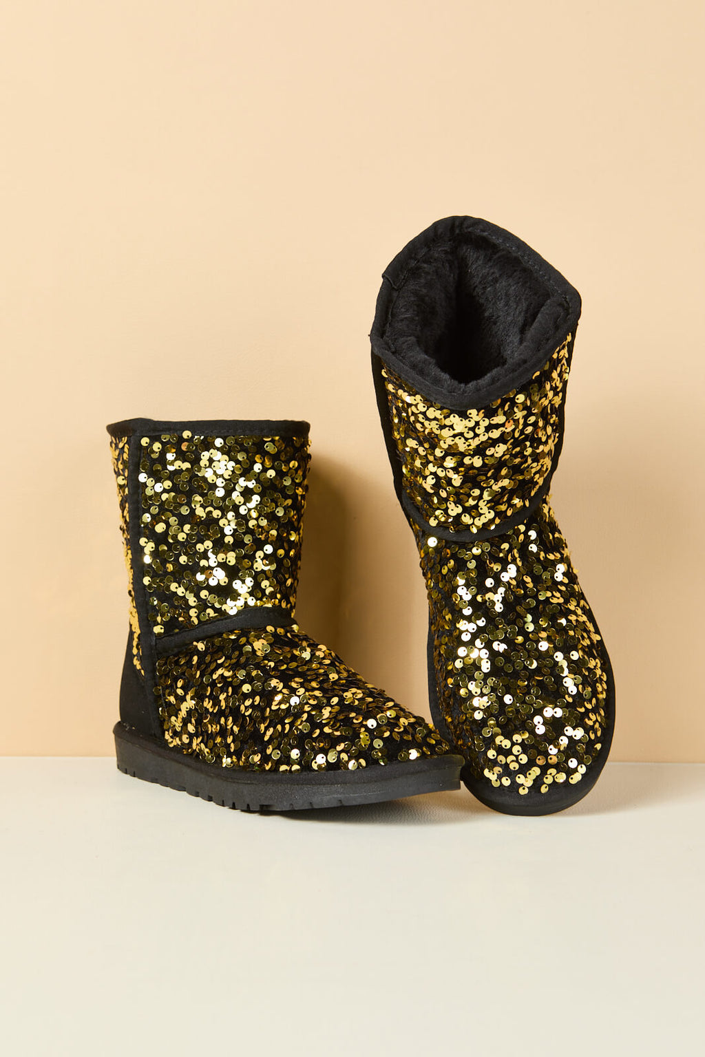 UGG Dallas Glam Sequin Shearling Boots - Gold