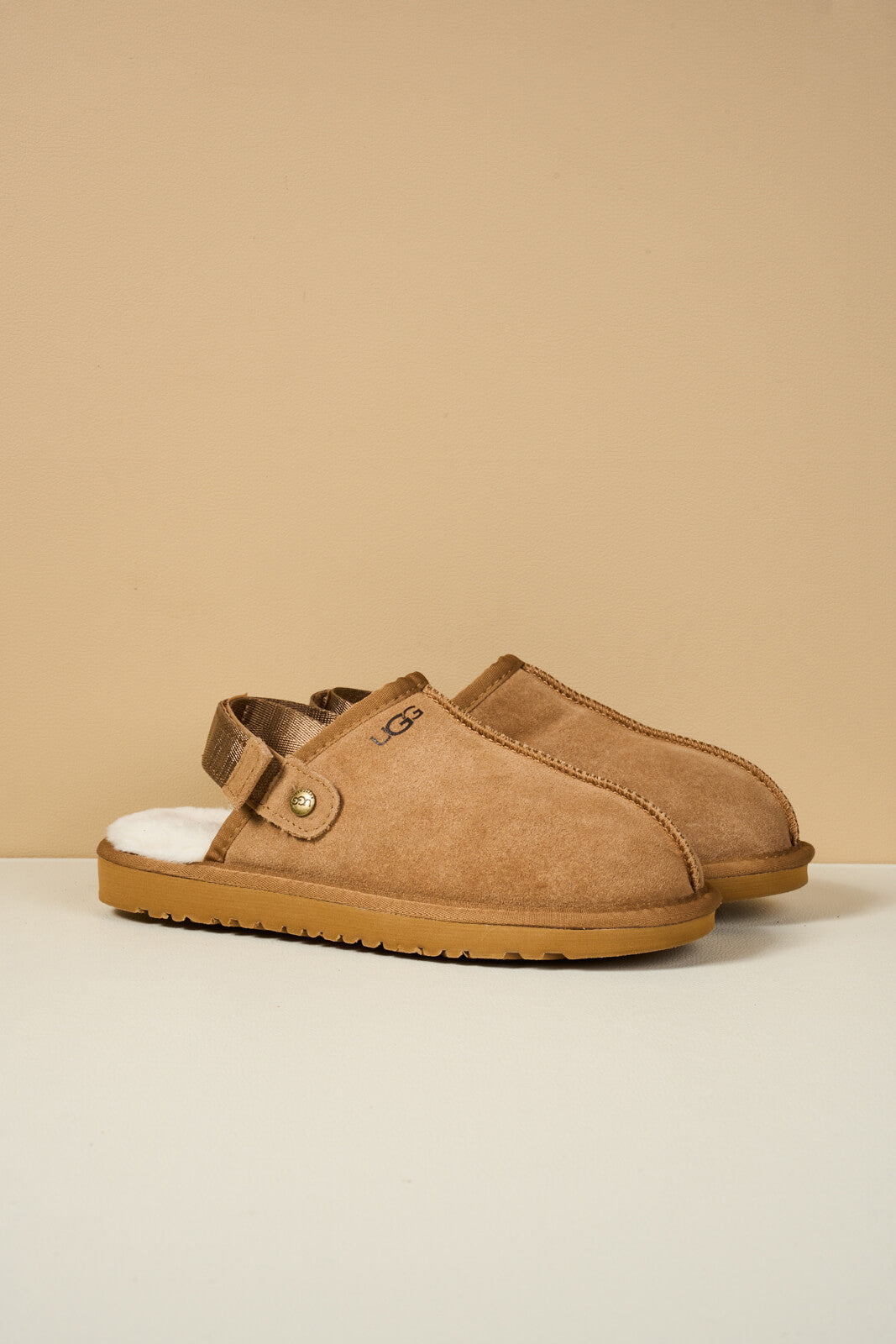 UGG Selena Wool-Lined Slingback Sandals - Chestnut