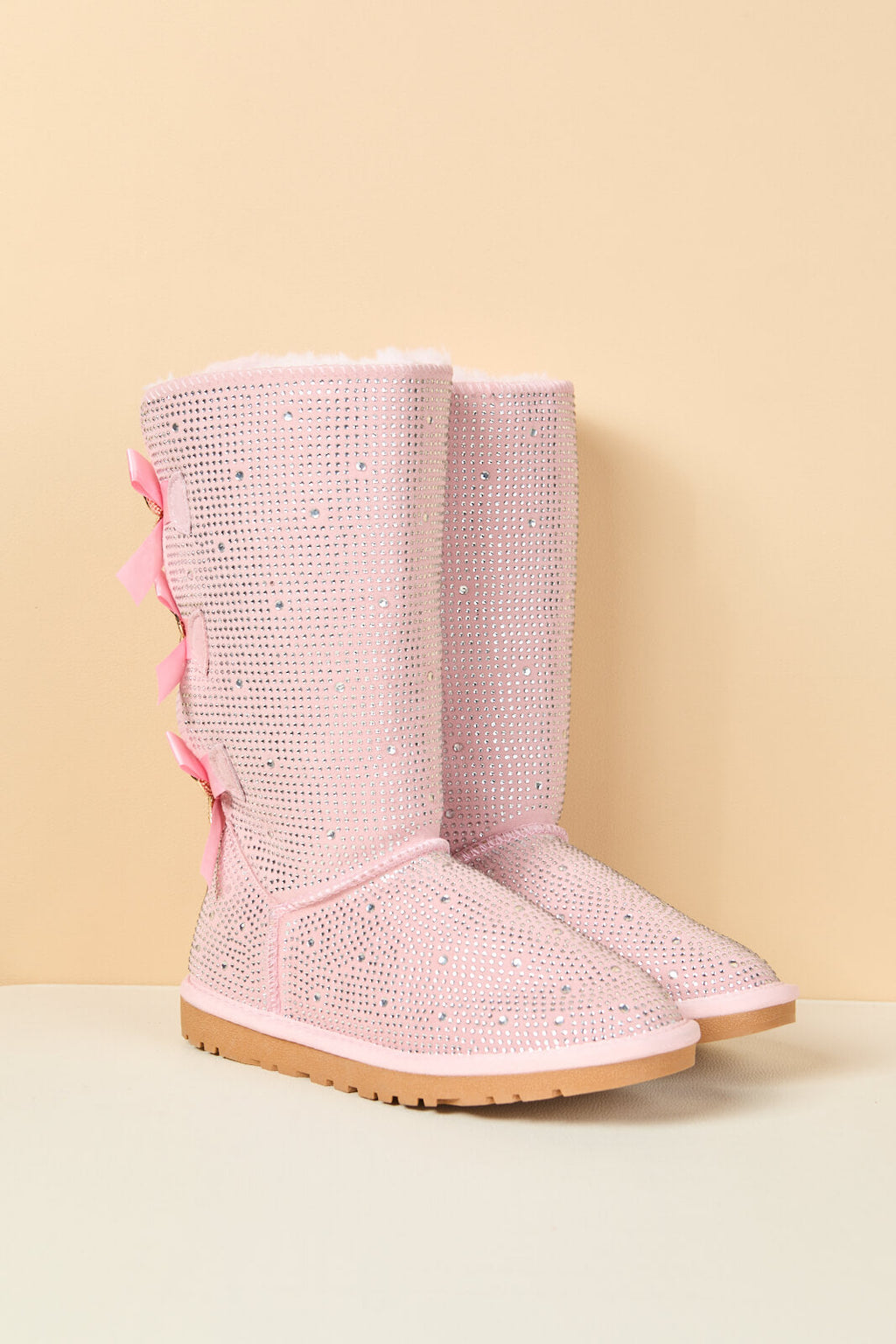 UGG Swifties Diamond Stage Ribbon Bows Suede Boots - Pink