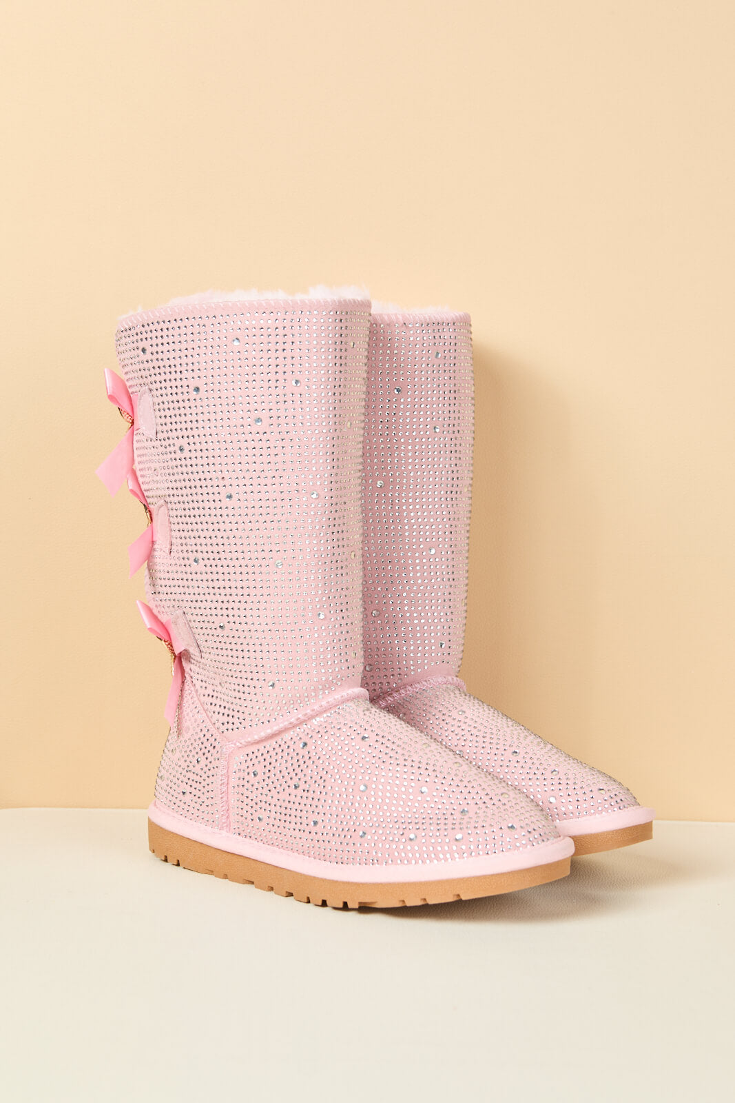 UGG Swifties Diamond Stage Ribbon Bows Suede Boots - Pink