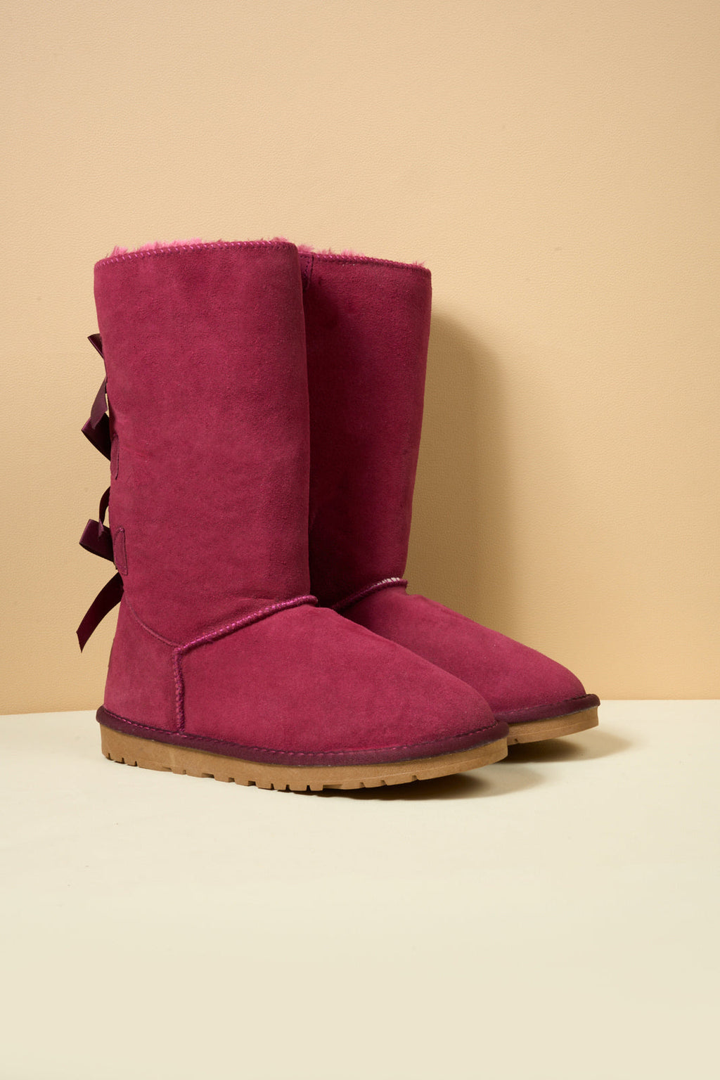 UGG Tri Ribbon Bow Suede Boots - Claret