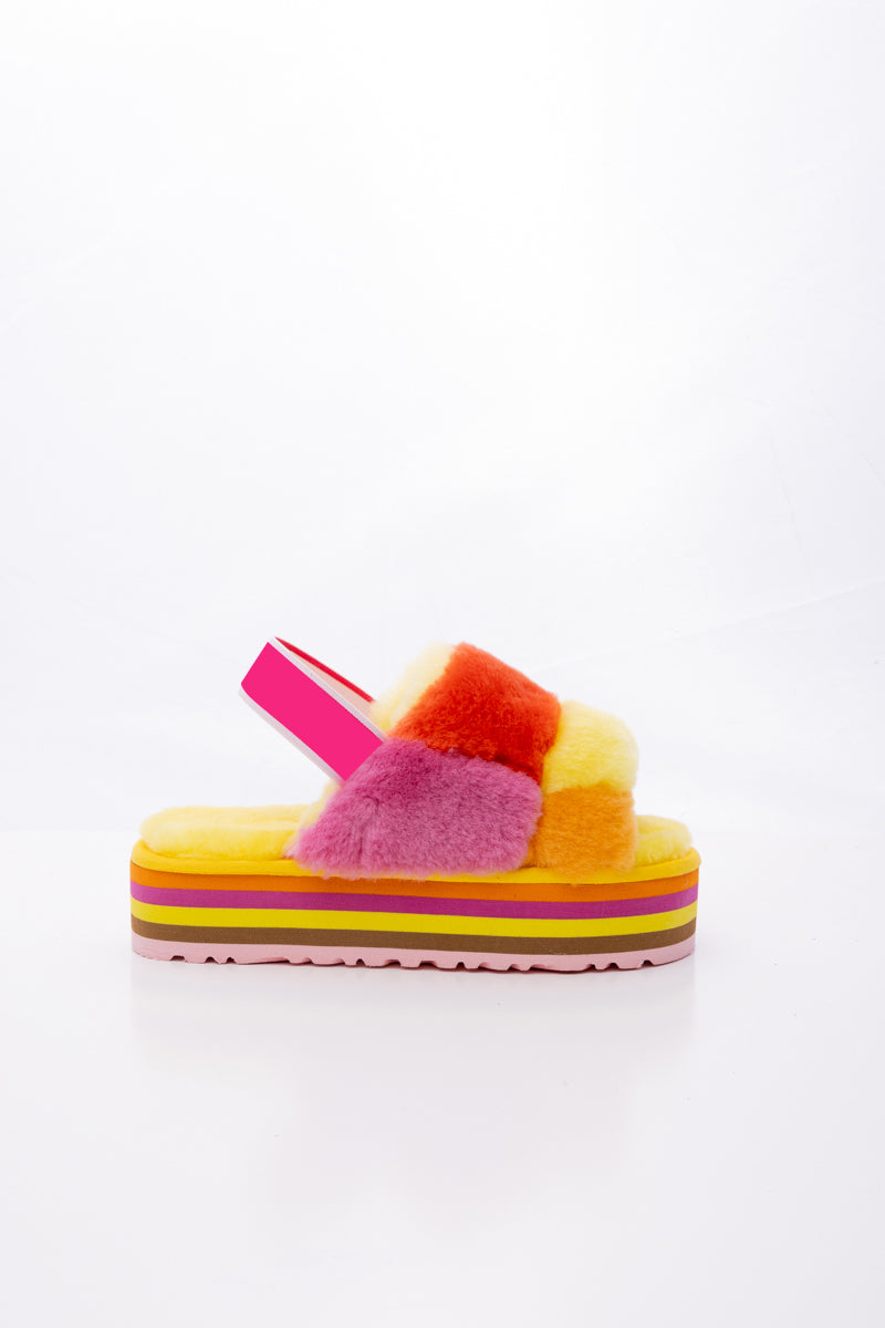 UGG Harmony Contrast Woolen Platform Slipper - Yellow