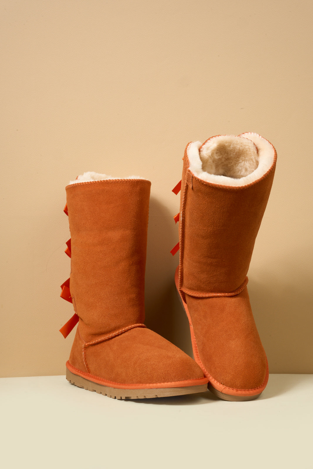 UGG Tri Ribbon Bow Suede Boots - Orange