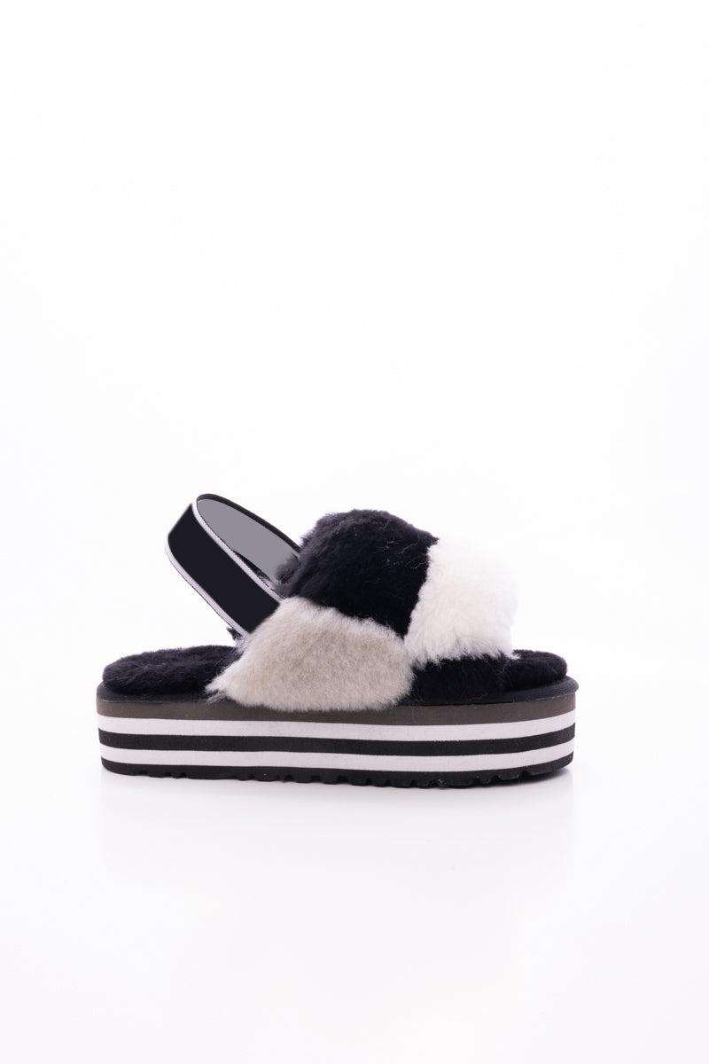 UGG Harmony Contrast Woolen Platform Slipper - Black