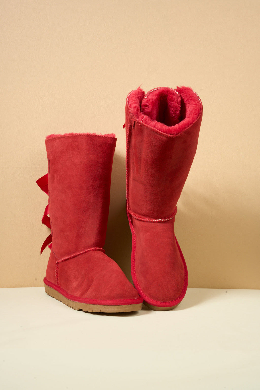 UGG Tri Ribbon Bow Suede Boots - Red