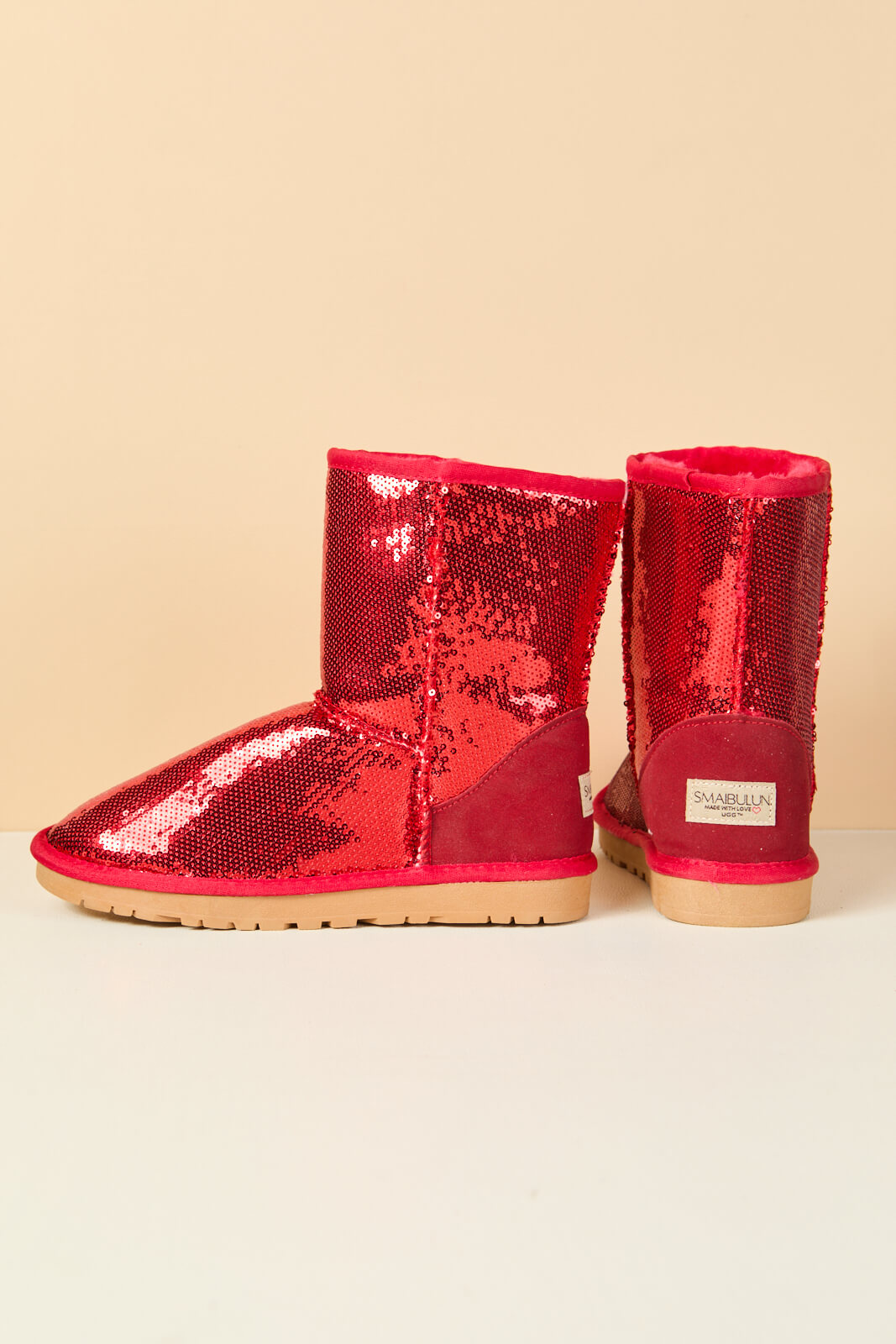 UGG Dallas Glam Sequin Shearling Boots - Crimson