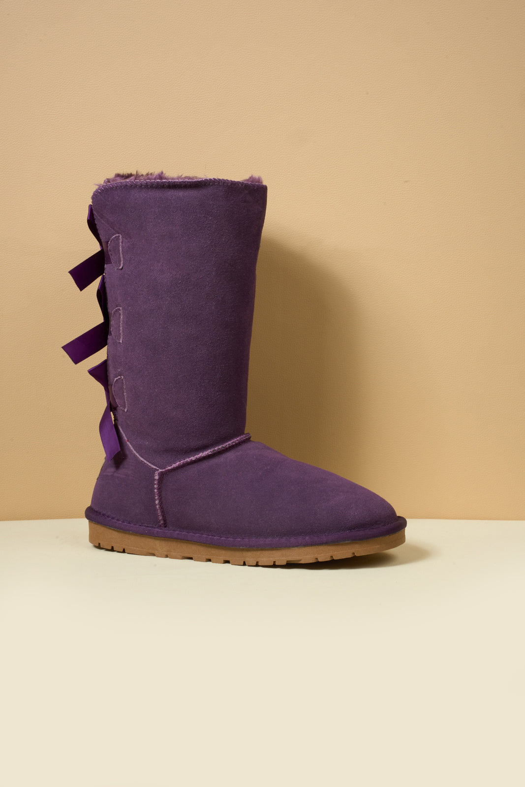UGG Tri Ribbon Bow Suede Boots - Purple