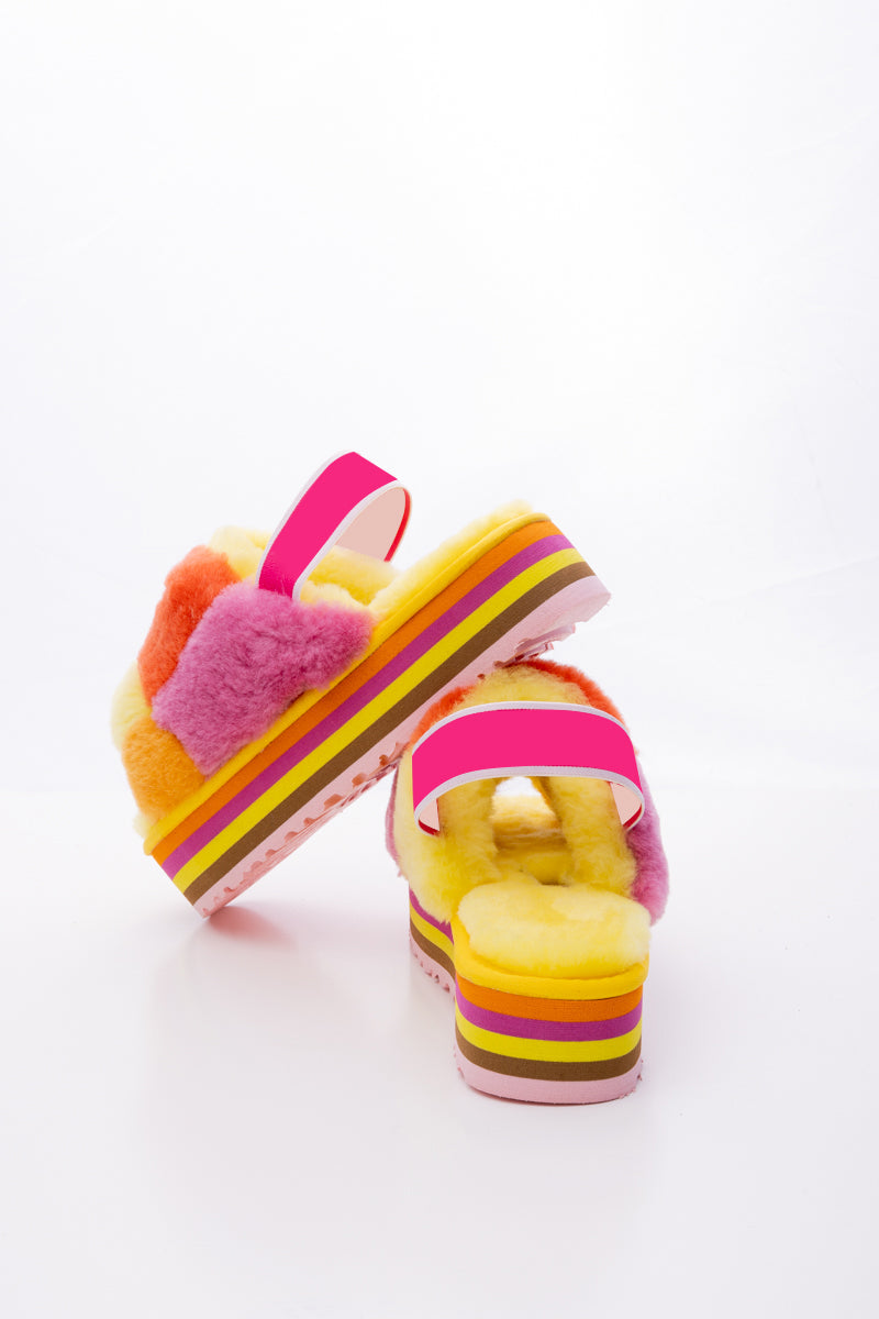 UGG Harmony Contrast Woolen Platform Slipper - Yellow