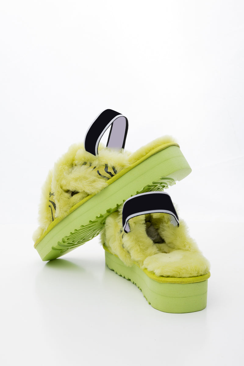 UGG Roar Wool-Lined Criss-Cross Strap Slipper - Green