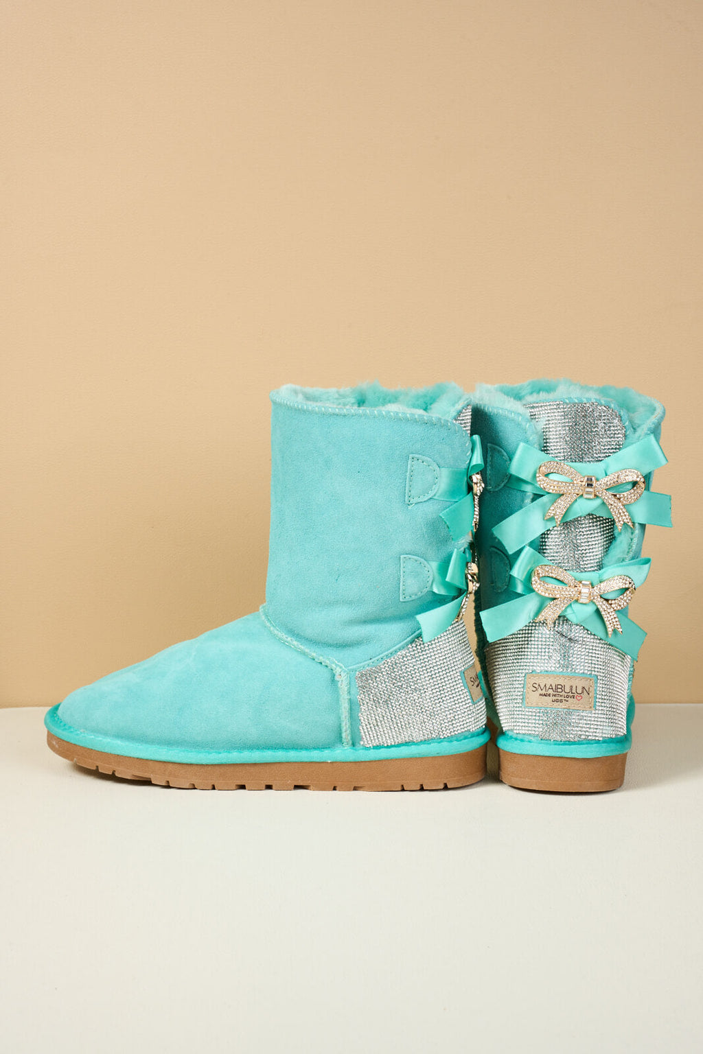 UGG Rhinestone Dual Bailey Bow Glam UGG Boots - Turquoise
