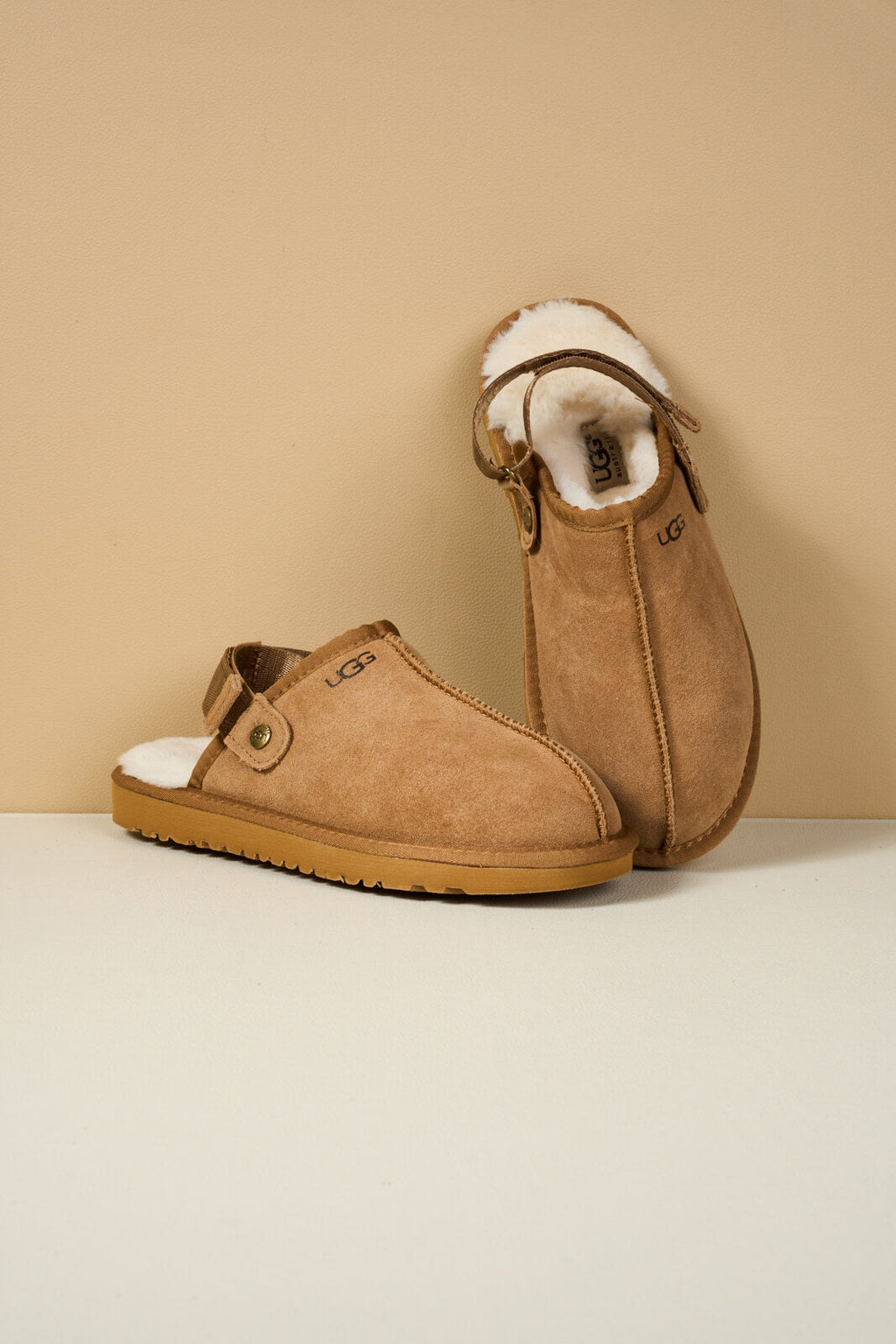UGG Selena Wool-Lined Slingback Sandals - Chestnut