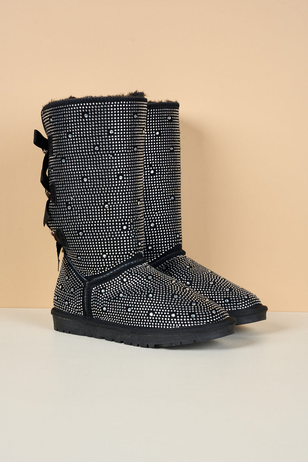 UGG Swifties Diamond Stage Ribbon Bows Suede Boots - Black