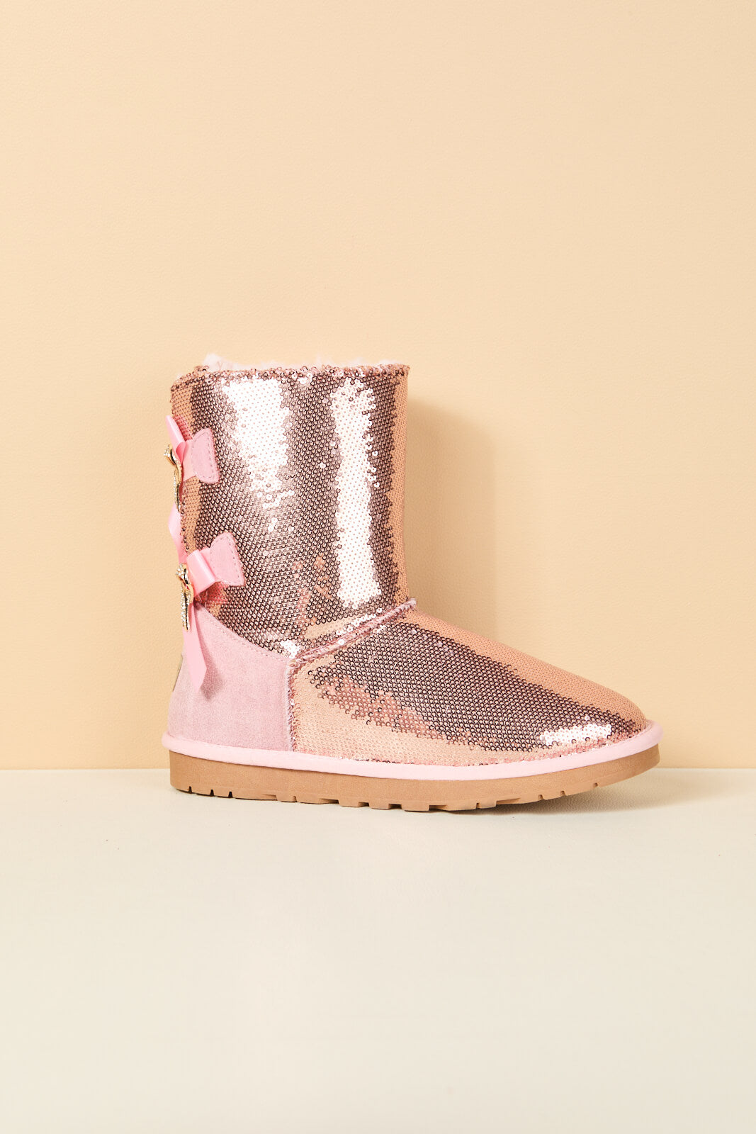UGG Haute Holidays Sequin Glam Shearling Boots - Pink