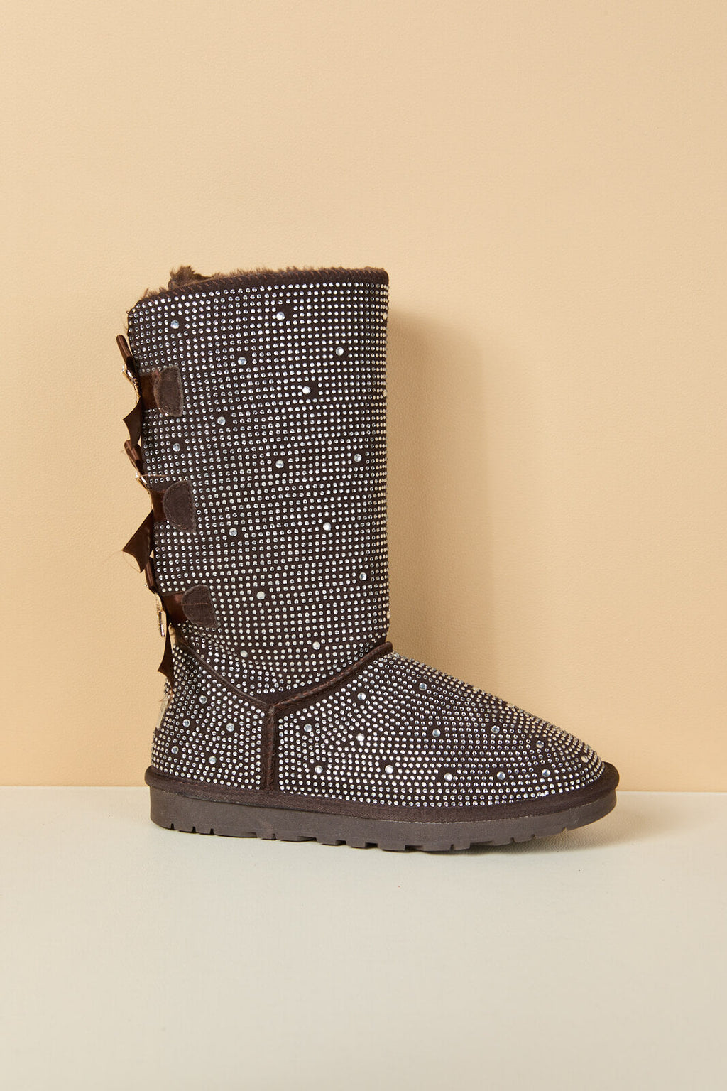 UGG Swifties Diamond Stage Ribbon Bows Suede Boots - Brown