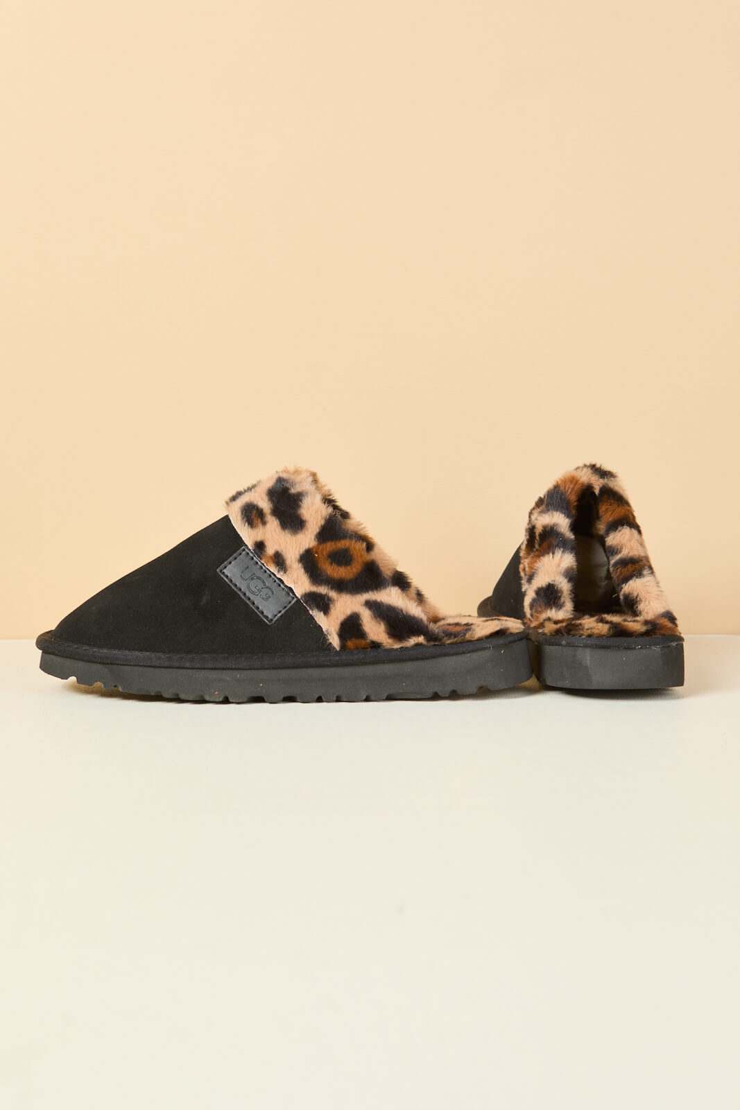 UGG Wild Whisper Animal Wool-Lined Slipper - Black