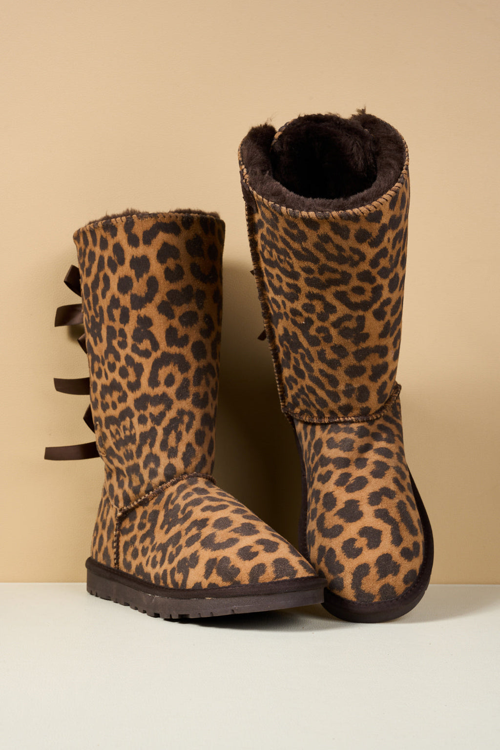 UGG Tri Ribbon Bow Suede Boots - Cheetah