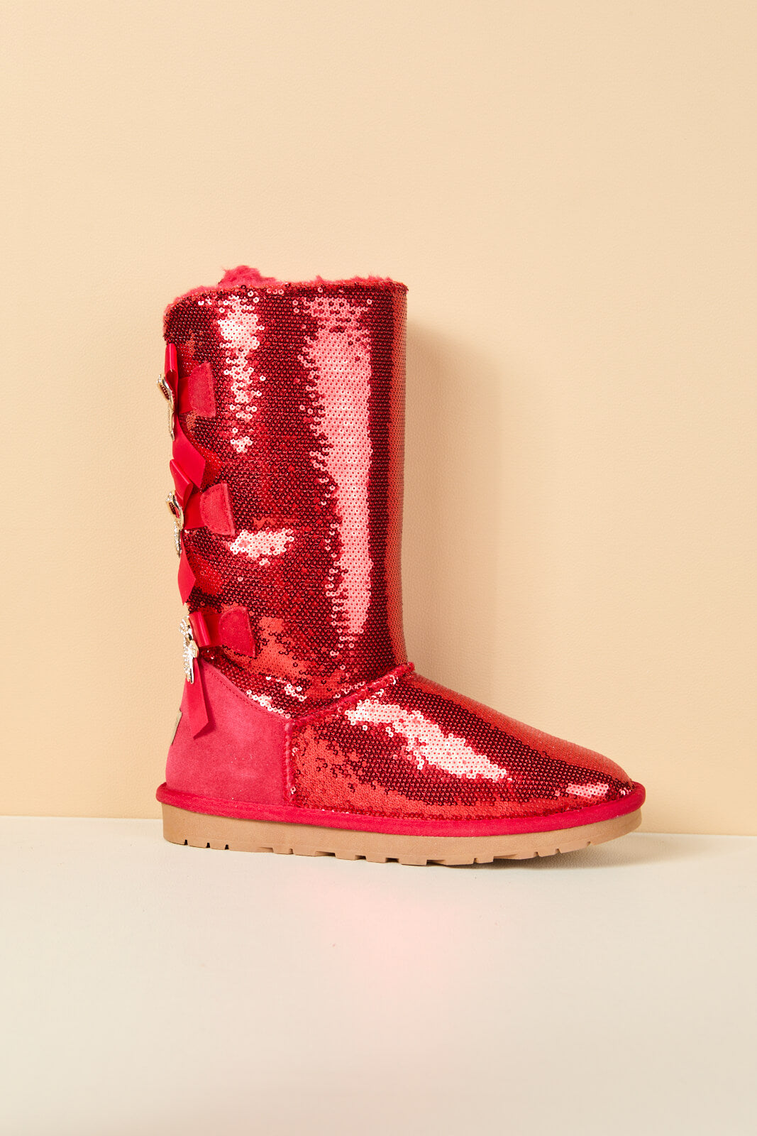 UGG Tay Swift Celebration Rhinestone Bailey Bow Sequin Boots - Red