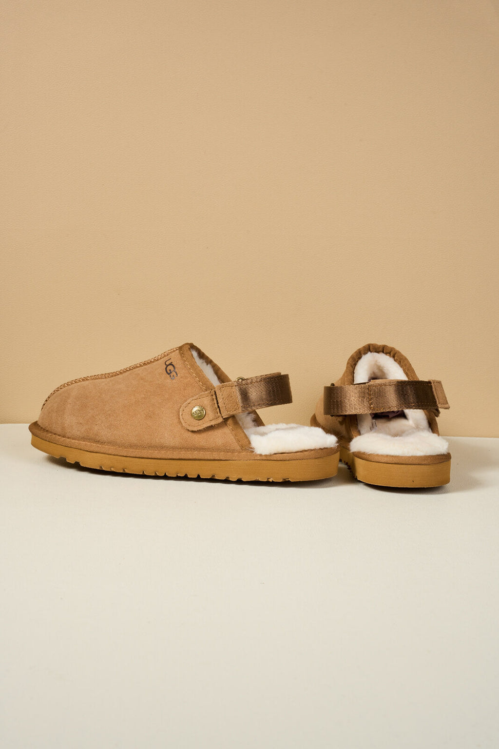 UGG Selena Wool-Lined Slingback Sandals - Chestnut