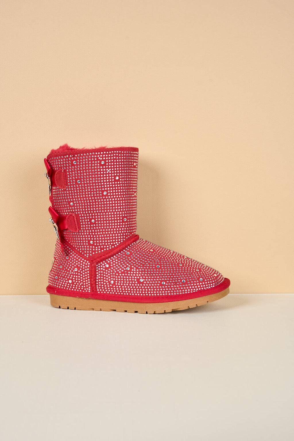 UGG Tay Tay Shine On Stage Diamond Bows Suede Boots - Red