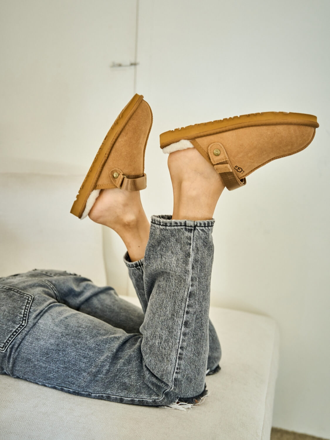 UGG Selena Wool-Lined Slingback Sandals - Chestnut