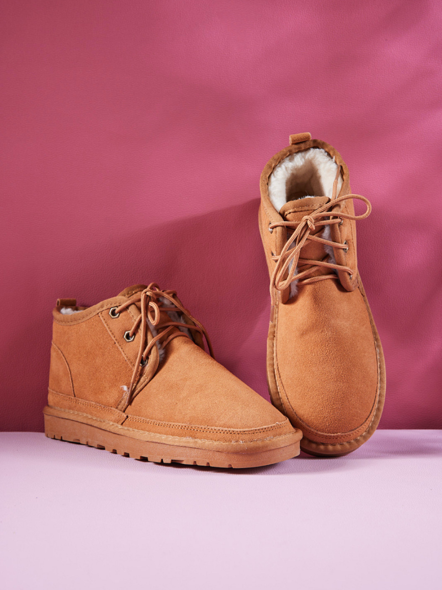 UGG Bellman Wool-Lined Lace-Up Boots - Chestnut