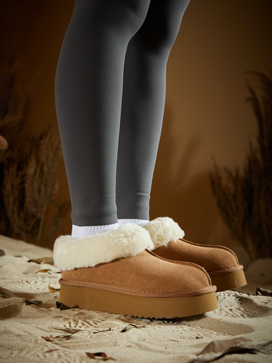 UGG Cuddle Up Wool-Lined Suede Bootie - Chestnut