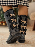 UGG Swifties Diamond Stage Ribbon Bows Suede Boots - Black