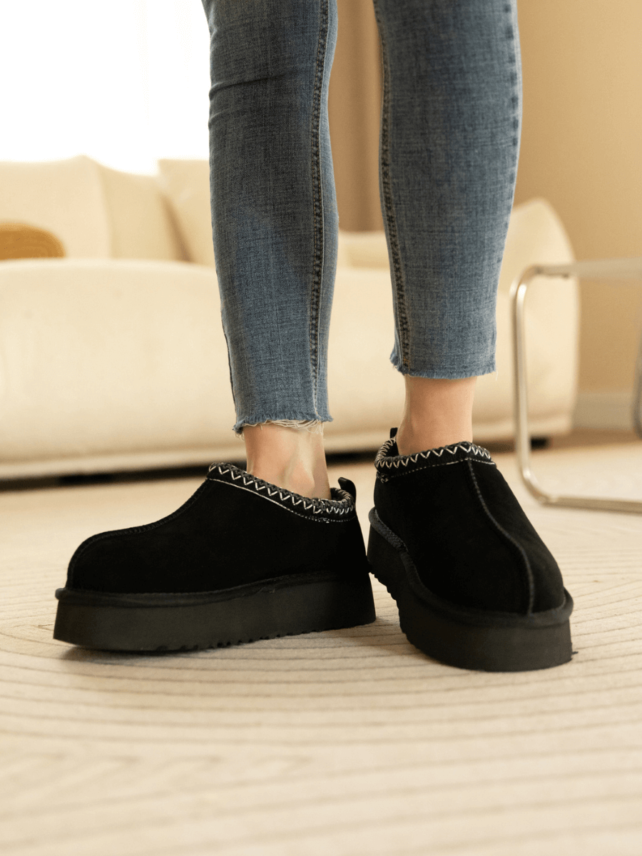 UGG Tazzy Mini Platform Low Ankle Slippers - Black