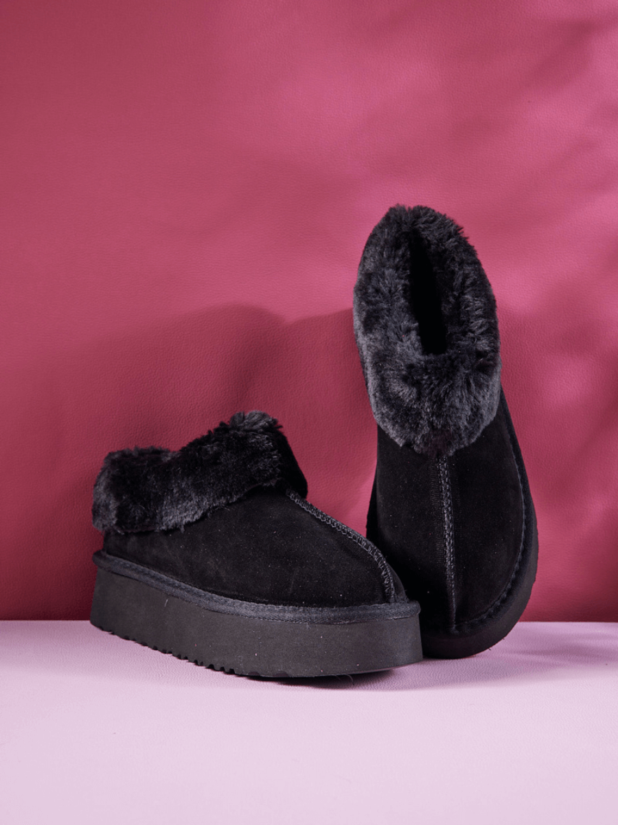 UGG Cuddle Up Wool-Lined Suede Bootie - Black