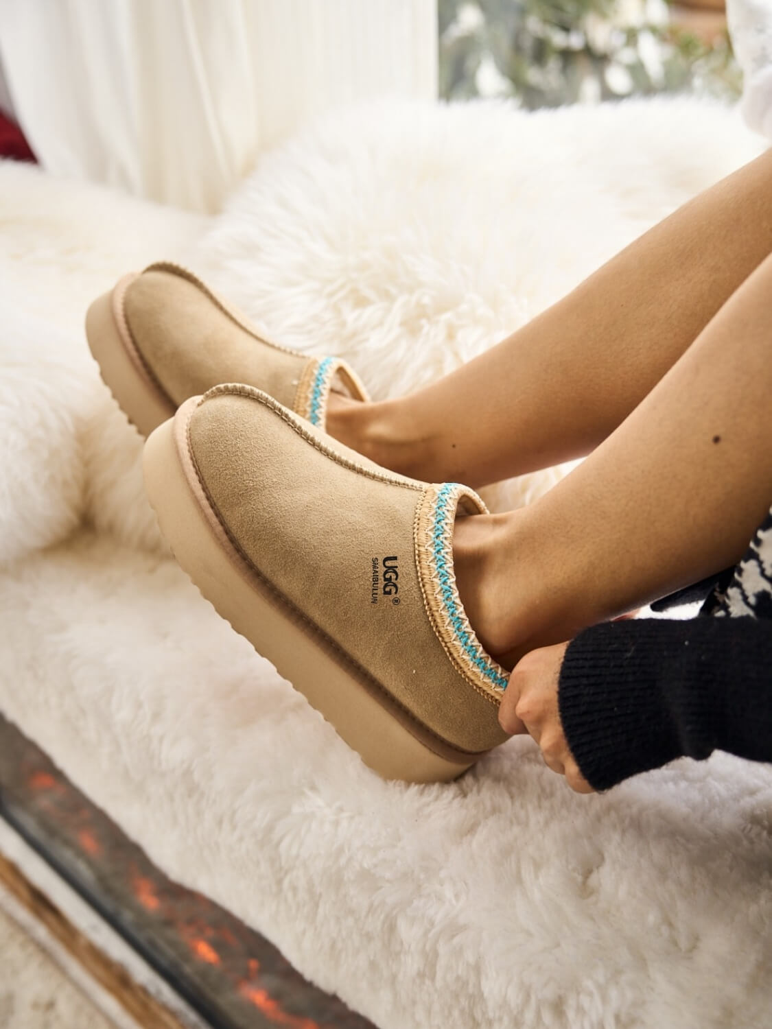 UGG Tassie X Tasman Platform Slipper Boot - Taupe