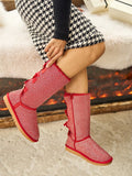 UGG Swifties Diamond Stage Ribbon Bows Suede Boots - Red