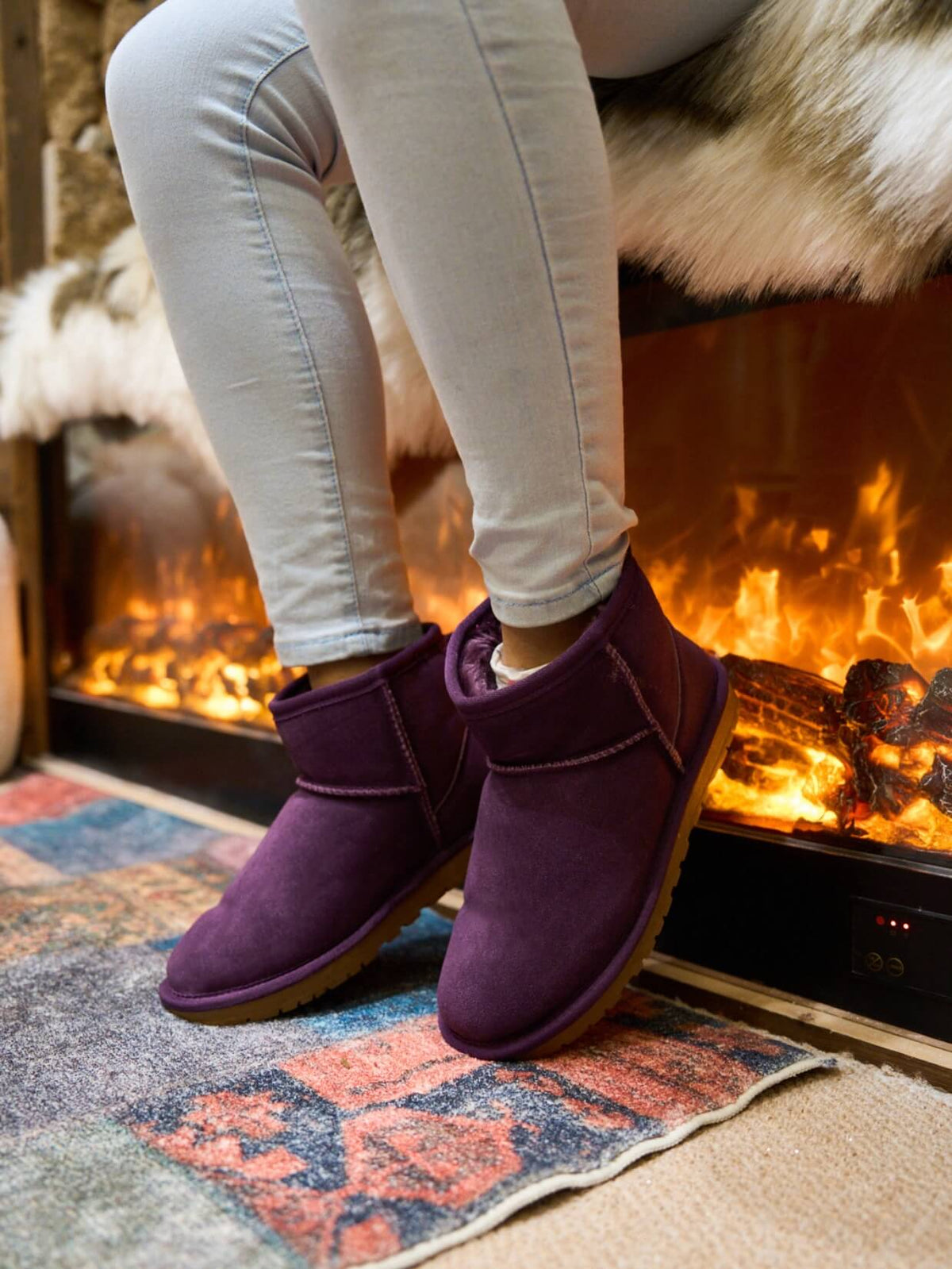 UGG Faux Fur-Lined Classic Short UGG Boots - Purple