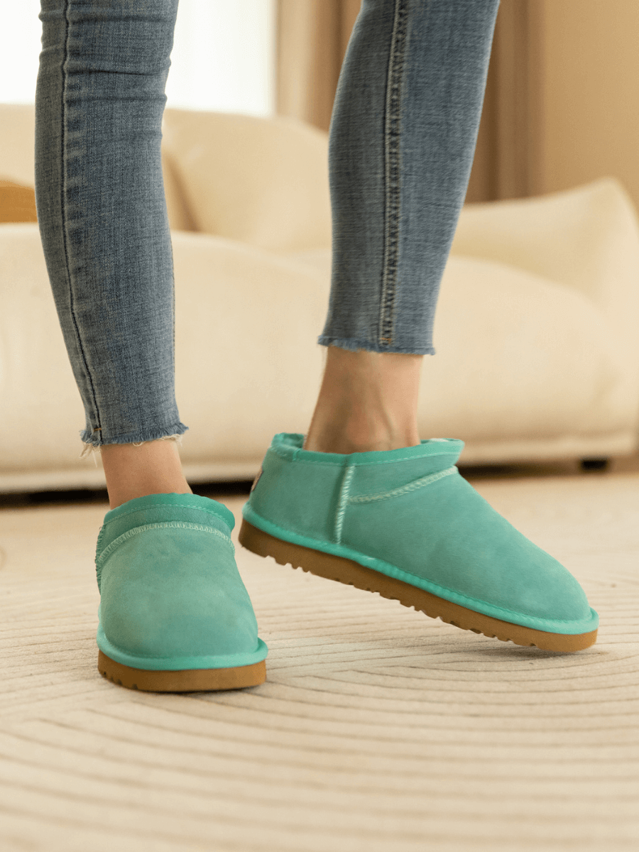 UGG Faux-Fur-Lined Suede Tasman Ankle Boot - Turquoise