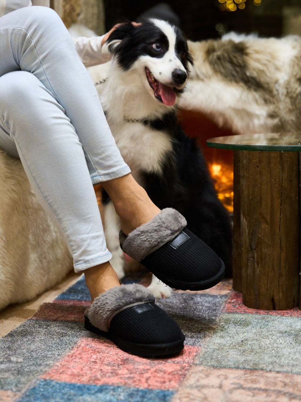 UGG Corduroy Knit Wool Blend Slipper - Charcoal
