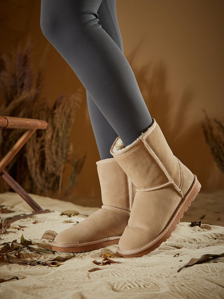 UGG Lovett Wool Blend Suede Shearling Boots - Sand