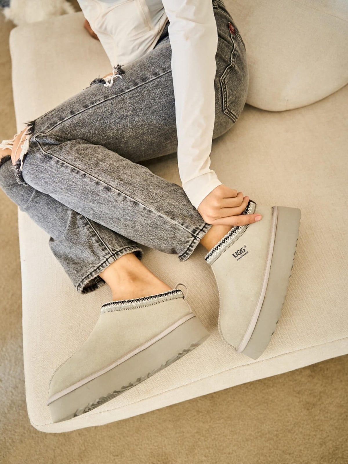UGG Tassie X Tasman Platform Slipper Boot - Pale