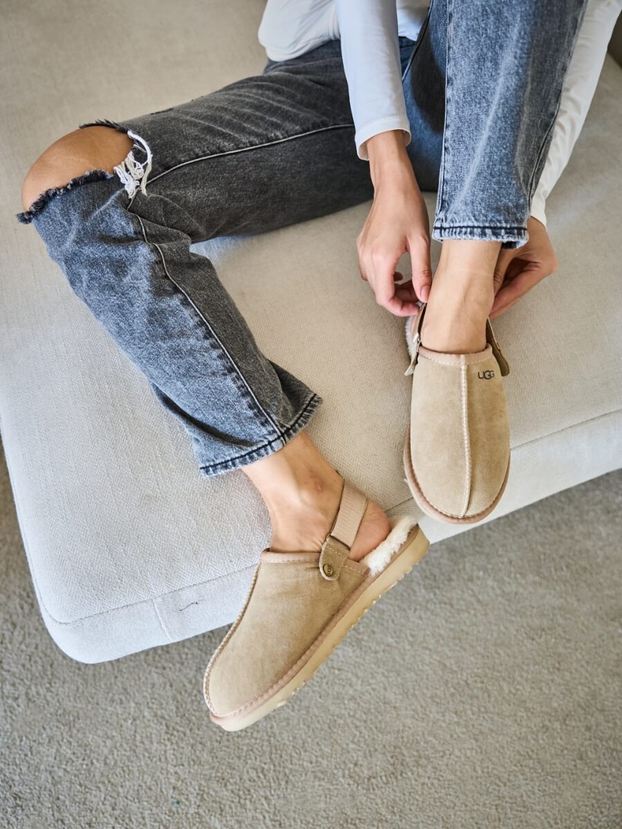 UGG Selena Wool-Lined Slingback Sandals - Sand
