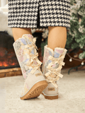 UGG Rhinestone Ribbon Tri-Tie Bow Suede Boots - Multi