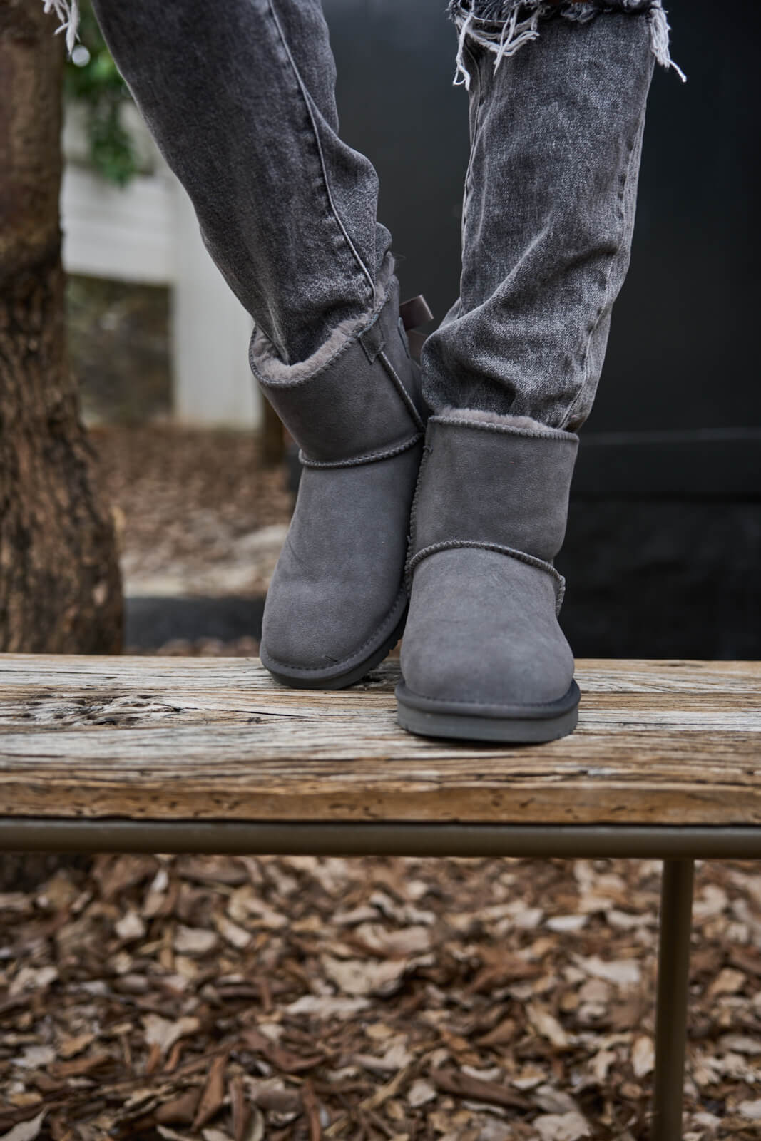 UGG Bailey Bow UGG Mini Boots - Grey