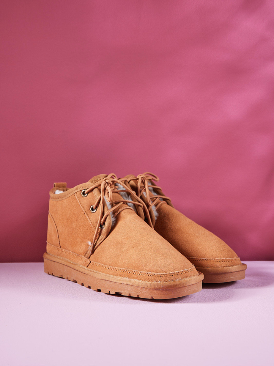 UGG Bellman Wool-Lined Lace-Up Boots - Chestnut