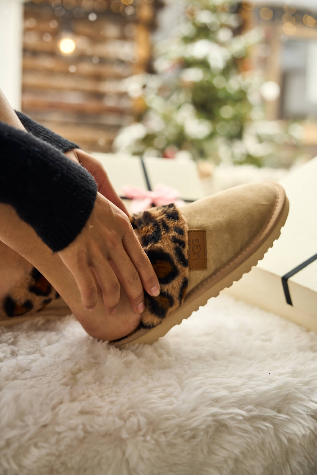 UGG Wild Whisper Animal Wool-Lined Slipper - Sand