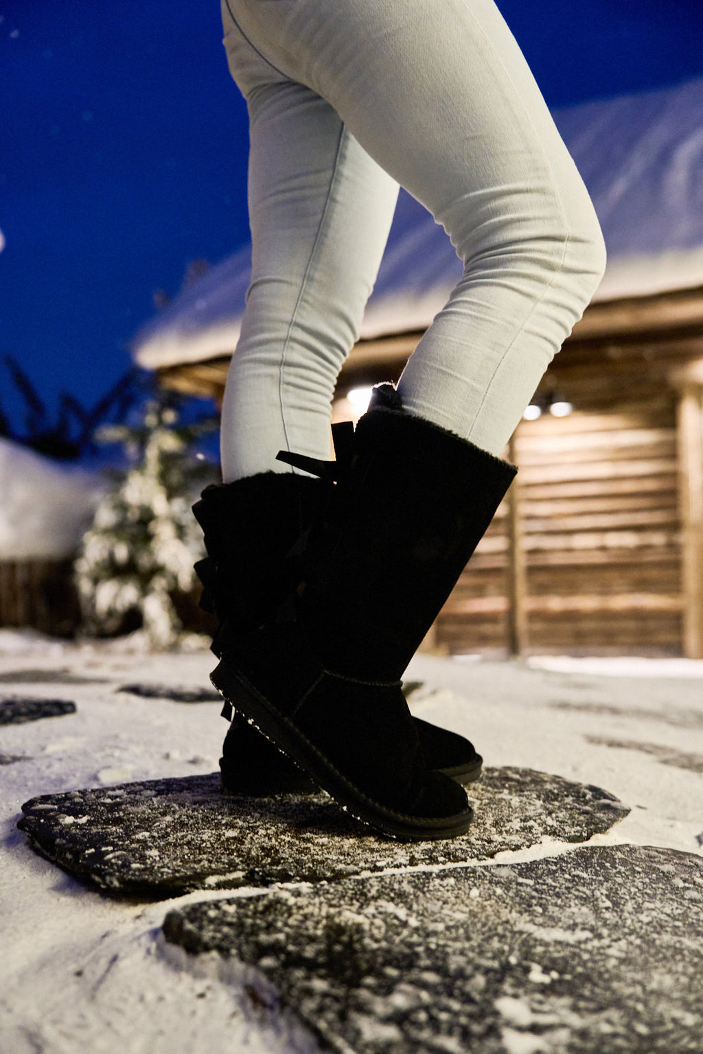 UGG Tri Ribbon Bow Suede Boots - Black