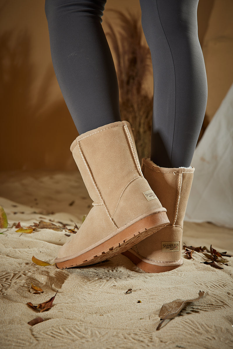 UGG Lovett Wool Blend Suede Shearling Boots - Sand
